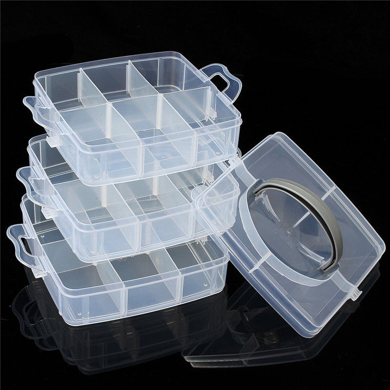 3-Layer Storage Case Detachable Plastic Cosmetic Tool Box Jewelry Holder Container 30 Grid