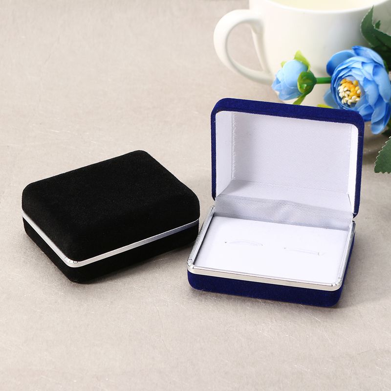 Velvet Square Earring Ring Cuff Links Storage Jewelry Packing Gift Box