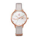 SHENGKE SK K9011 Blink Eyes Pattern Ladies Dress Leather Strap Women Quartz Watch