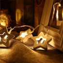 1.2M Battery Powered 10 LED Warm White Wooden Romantic Pentagram String Light Holiday Lamp DC3V