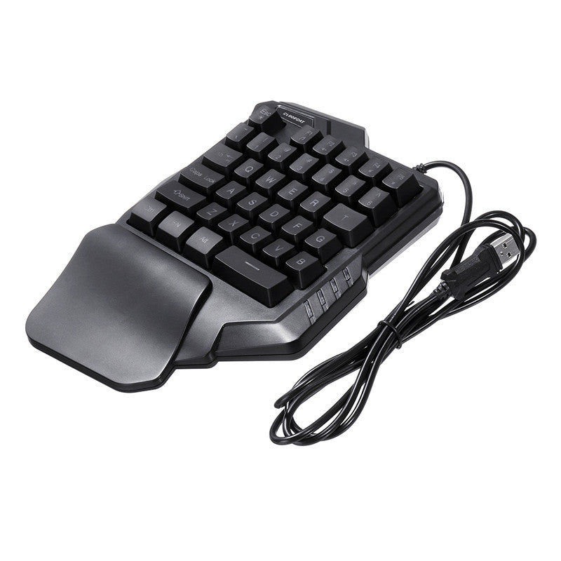 34 Keys One Handed Keyboard Game Mini LED Backlit Ergonomic Single Keypad for LOL/Dota