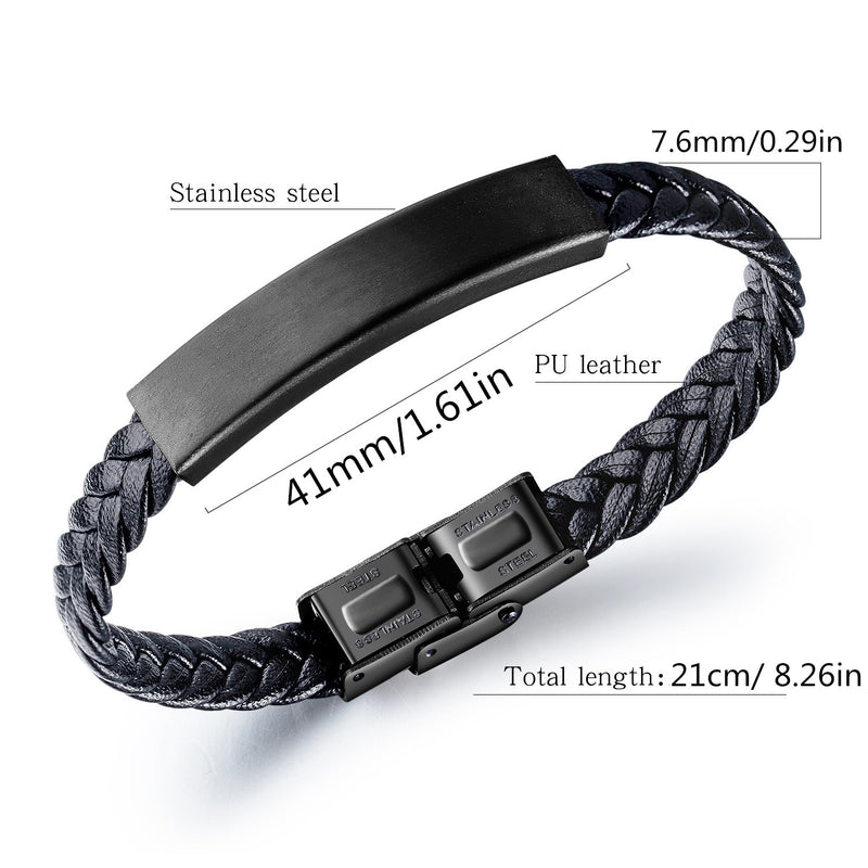 Titanium Steel Men's Woven Leather Bracelet