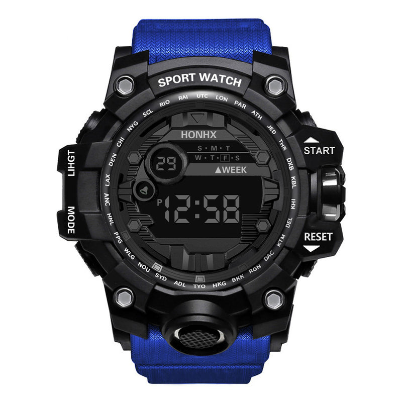 HONHX 55-66F Men Luminous Display Alarm Clock Stopwatch Sport Digital Watch