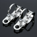 4pcs Chrome Motorcycle Front Rear Turn Signal Holder Fork Clamps Shock Bracket Cafe Racer