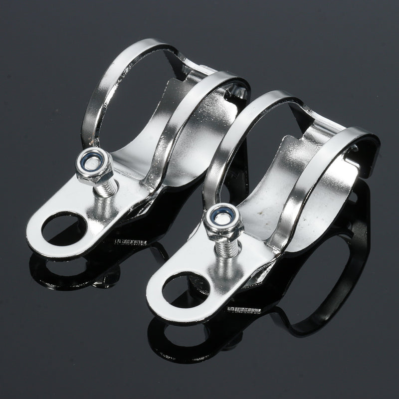 4pcs Chrome Motorcycle Front Rear Turn Signal Holder Fork Clamps Shock Bracket Cafe Racer