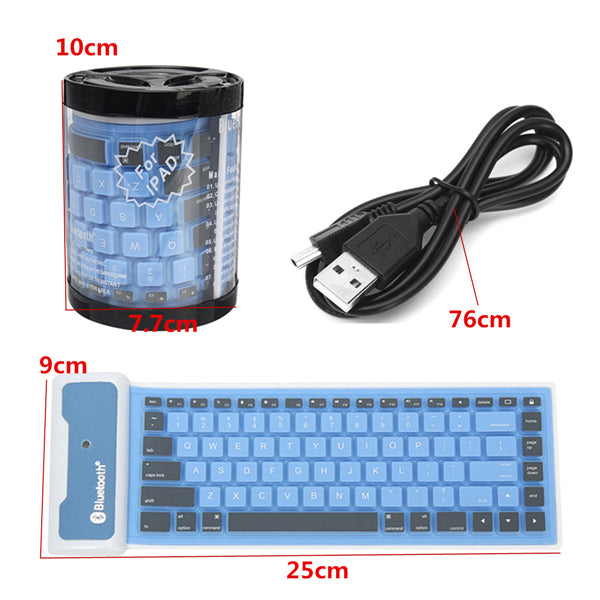 Waterproof Flexible Silicone Wireless bluetooth Mini Keyboard for Cell Phone Tablet
