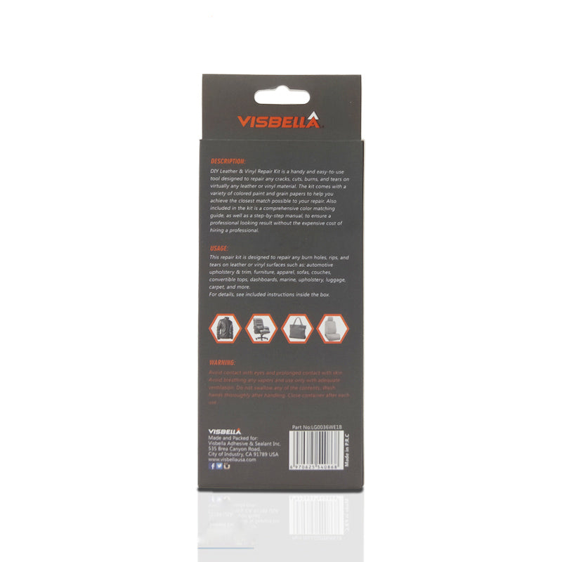 VISBELLA Leather Vinyl Repair Kit Glue Color Paste Car Repair Seat Clothing Boot Rrip fix Crack Cuts with 10Pcs Patch Sealers