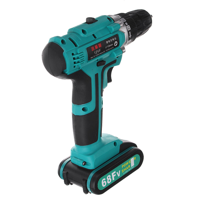 68FV Cordless Drill 2 Speed Adjustment Large Capacity Battery 28Nm Li-ion Electric Drill LED Lighting With Charger
