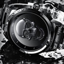 LIGE LG9876 Special Skull Pattern Three-needle Stainless Steel Quartz Watch Men Watch