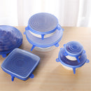 6Pcs Stretch Silicone Kitchen Food Bowl Container Cover Storage Wraps Seals Reusable Lids