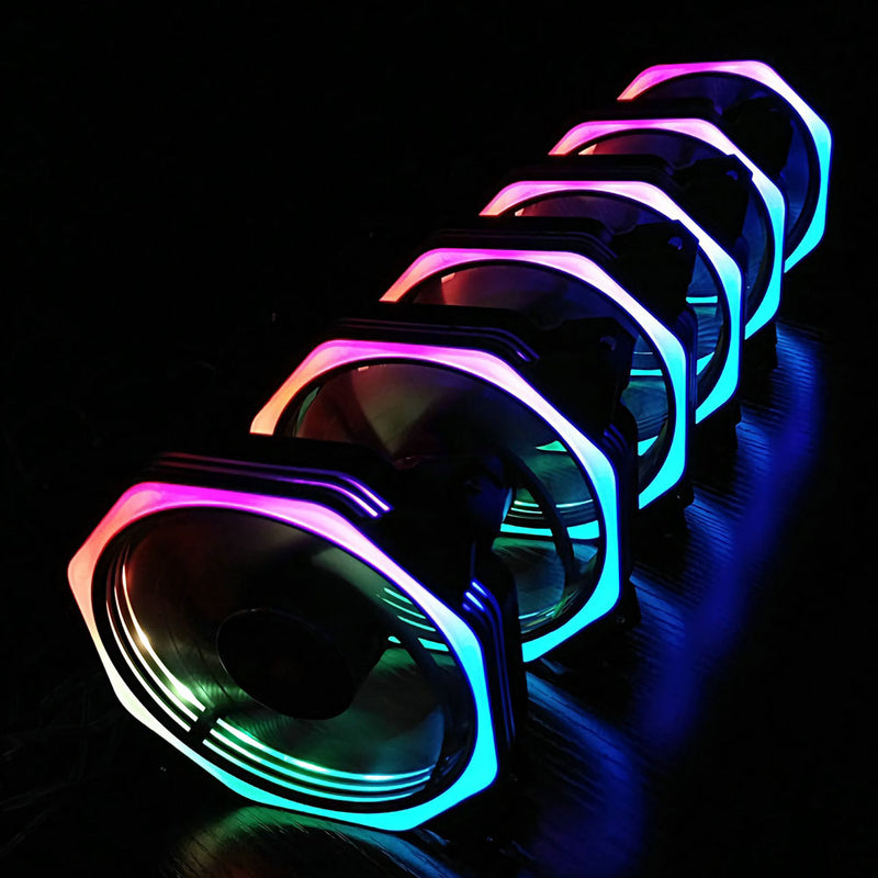 Coolmoon 6PCS 12cm Multilayer Backlit RGB Cooling Fan with IR Controller for Desktop PC
