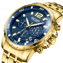MEGIR 2068G Men Watch Luminous Display Chronograph Business Quartz Watch Stainless Steel Sport Watch