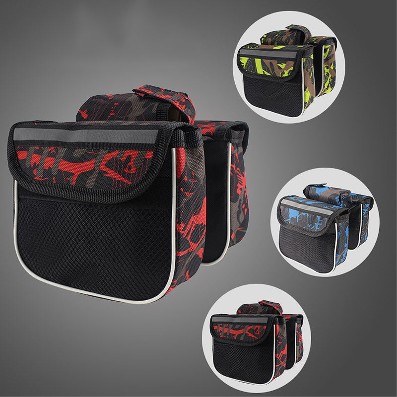 600D Polyester Reflective Double Side Touch Screen Bike Front Frame Bag Bicycle Pouch Cycling Pack For Mountain/Road Bike