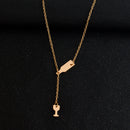 Trendy Pendant Necklace Elegant Chain Beer Wineglass Neclacke Cold Silver Jewelry for Women