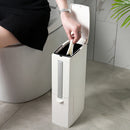 3 in 1 Narrow Plastic Trash Can Set with Toilet Cleaning Brushes Bathroom Waste Bin Dustbin Trash Cans