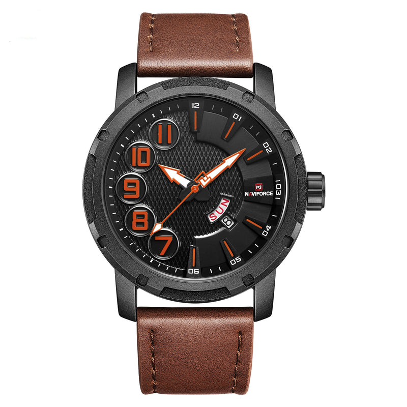 NAVIFORCE 9154 Unique Design Waterproof Men Watch Week Display Sport Quartz Watches