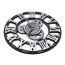 3D Gear Large Wall Clock Vintage Retro Roman Numerals Silent Sweep Non-ticking