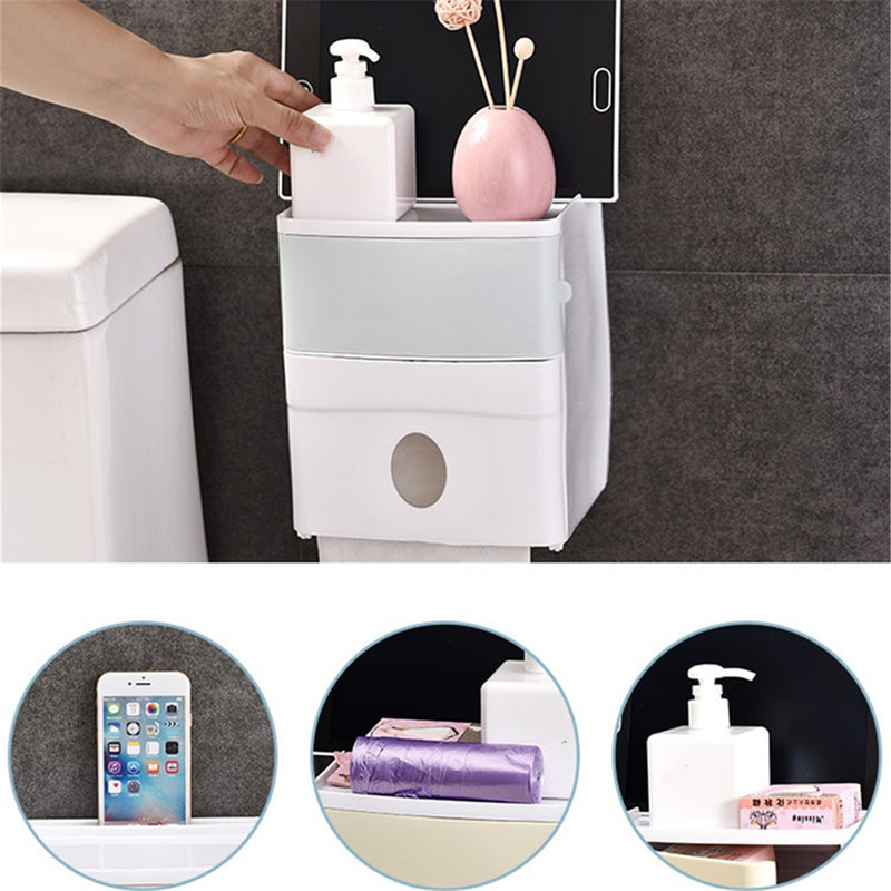 Wall Mounted Toilet Paper Roll Holder Bathroom Tissue Box Waterproof Dispenser