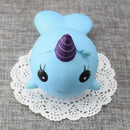 Squishy Narwhal Uni Whale Blue 11cm Slow Rising Cute Soft Collection Gift Decor Toy