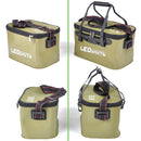 LEO 30cm 34cm EVA Folding Water Bucket Outdoor Carp Fishing Tool Foldable Water Tank With Belt