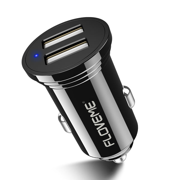 FLOVEME 2.4A Mini Dual USB Car Charger With LED Indicator For Smart Phone Tablet Camera
