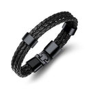 20cm Vintage Leather Bracelet Multilayer Woven Wristhand for Men
