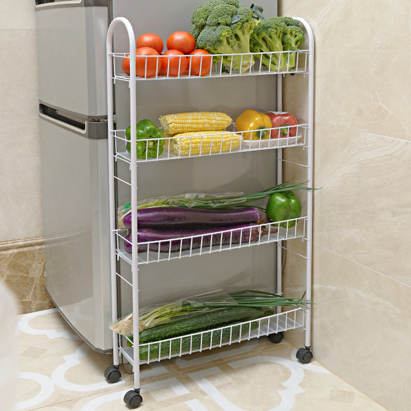 Rolling 3/4 Tiers Slim Cabinet Cart Shelf Kitchen Storage Rack With Wheel Bathroom Shelf