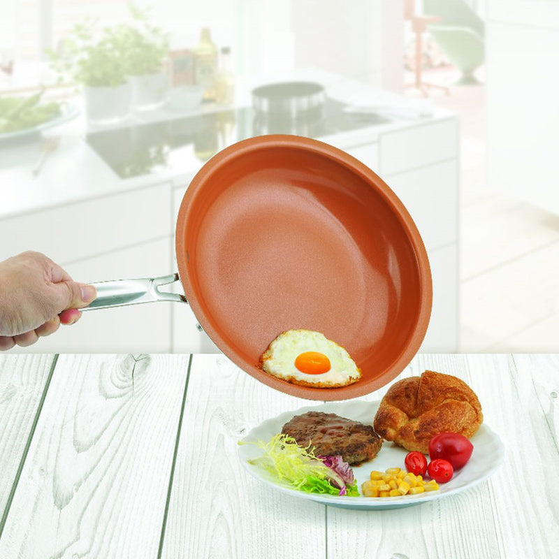8/10/12 Inch Non Stick Copper Frying Pan Universal For Gas & Induction Cooker