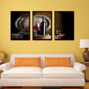 Miico Hand Painted Three Combination Decorative Paintings Red W-ine Wall Art For Home Decoration