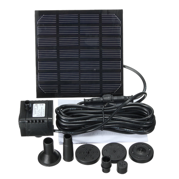 Water Garden Patio 1.2W Solar Panel Pool Bird Bath Fountain Water Pump with 4 Nozzles