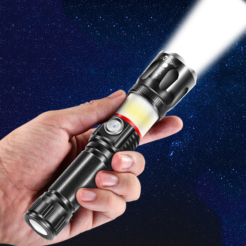 Warsun 528 T6 +COB 4 Modes Zoomable USB Rechargeable Flashlight Outdoor Waterproof LED Flashlight