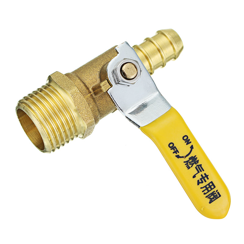 TMOK Brass Gas Ball Valves Lever Handle G Thread 1/2" Male x 12mm Hose Barb Coupler