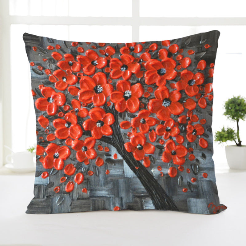 Cushion Case Tree Flower Pillow Case Cotton Linen Cushion Cover Gift Home Decor