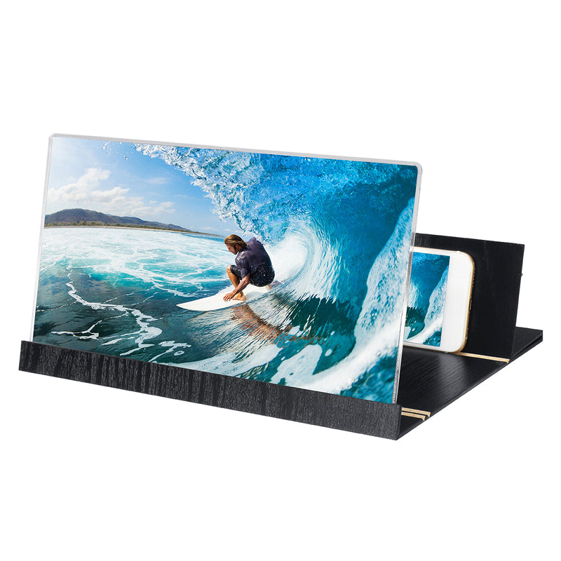 12" Wood Foldable 3D HD Phone Screen Magnifier Movie Video Amplifier For Smart Phone iPhone XS Max Samsung Galaxy S10+