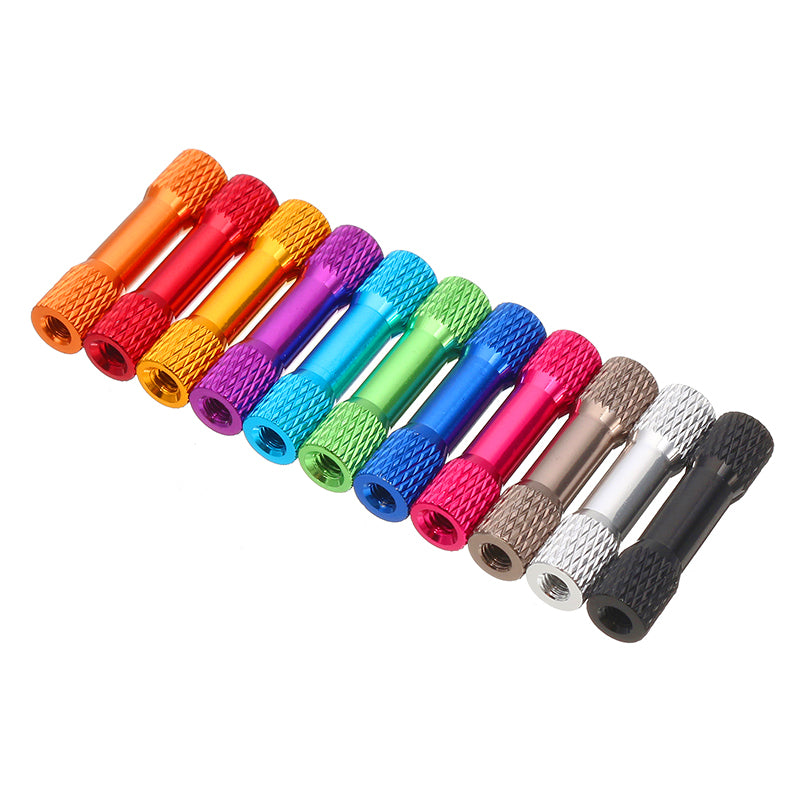 Suleve M3AR4 10Pcs M3 25mm Knurled Standoff Aluminum Alloy Multicolor