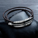 Titanium Steel Feather Skin Multi-layer Stainless Steel Braided Leather Male Bracelet