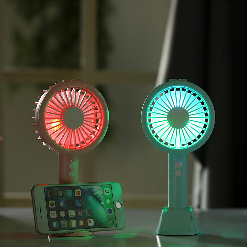 Handheld Table Lamp Fan Mini Portable USB Charging Mobile Phone Holder Desktop 3 in 1 Lighting