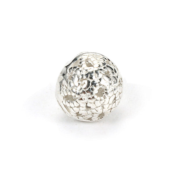 925 5pcs Sterling Silver Round Loose Beads Hollow DIY Jewelry Accessories Findings