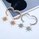 Fashion Moon Stars Six Mans Stars Full Diamond Cool Earring Set
