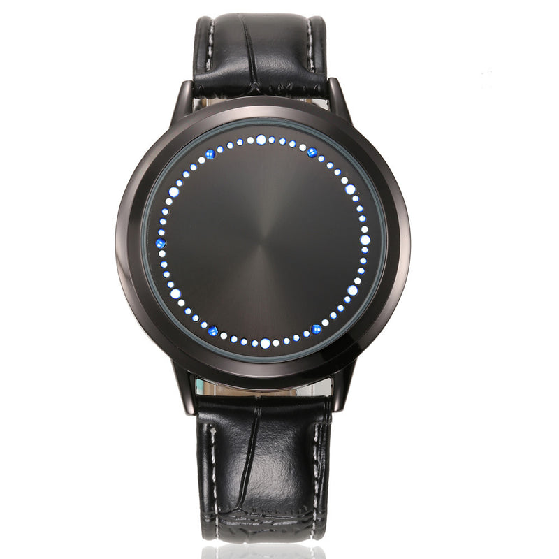 Touch Screen LED Waterproof Personality Tree Shaped Dial Leather Strap Lover Men Women Watch