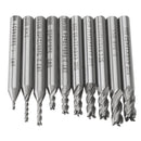 Drillpro 10pcs 1.5-6mm HSS 4 Flute End Mill Cutter 6mm Straight Shank CNC Drill Bit Set