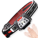 XANES 650LM XPG LED 40cm Smart Sensor HeadLamp White Red Lamp 4 Modes USB Rechargeable Waterproof 60 Adjustable Hiking Cycling Fishing Light