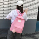4 Pcs/Set Nylon Backpack Shoulder Bag Crossbody Bag Pencil Case Fashion Travel Laptop Bag Leisure Backpacks For Teenage Girls Cloud Print School Bag