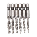 Drillpro 6pcs HSS 1/4" Hex Shank Countersink Drill Bit Set UNC or Metric Deburr Countersink Bits