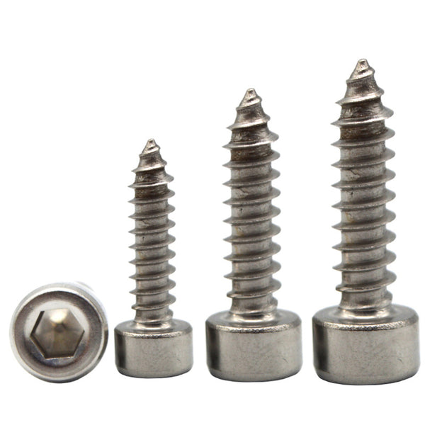 Suleve M5SH9 50Pcs M5 304 Stainless Steel Hex Socket Cylinder Cap Head Self Tapping Screw Wood Screws Speaker Screws Optional Length