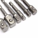 6pcs 1/4 Inch Hex Shank Magnetic Nut Driver Set Square Drive Socket Adaptor