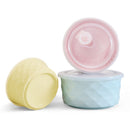 3pcs Colorful Porcelain Sealed Bowls Set Large Soup Salad Bowl Set With Lids Tableware