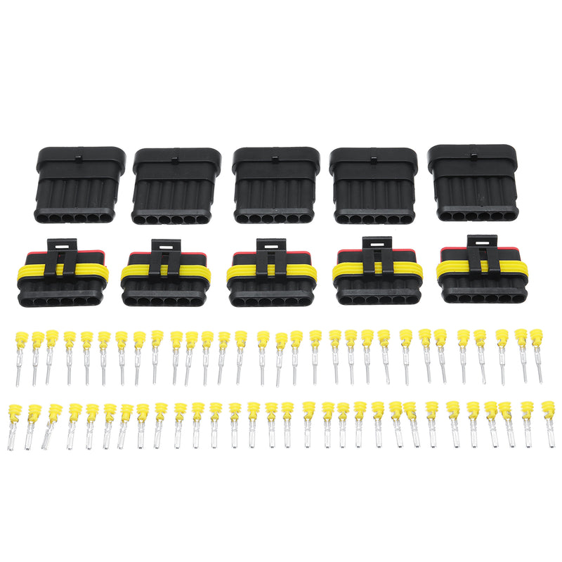 30 Set 1/2/3/4/5 Pin Sealed Waterproof Electrical Wire Connector Terminal Plugs