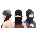 Knitted Hat Scarf Cap Neck Warmer Winter Siamese Hood Hats For Men Women Skullies Beanies Fleece