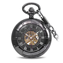 JIJIA JX017 Self-wind Mechanical Chain Black Alloy Case Pocket Watch